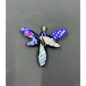 Vintage Dichroic Glass Butterfly Pendant
